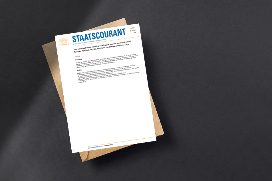 Ministerie kent concessie toe aan Nobian voor het gebied Boekelerveld in de gemeenten Enschede en Hengelo